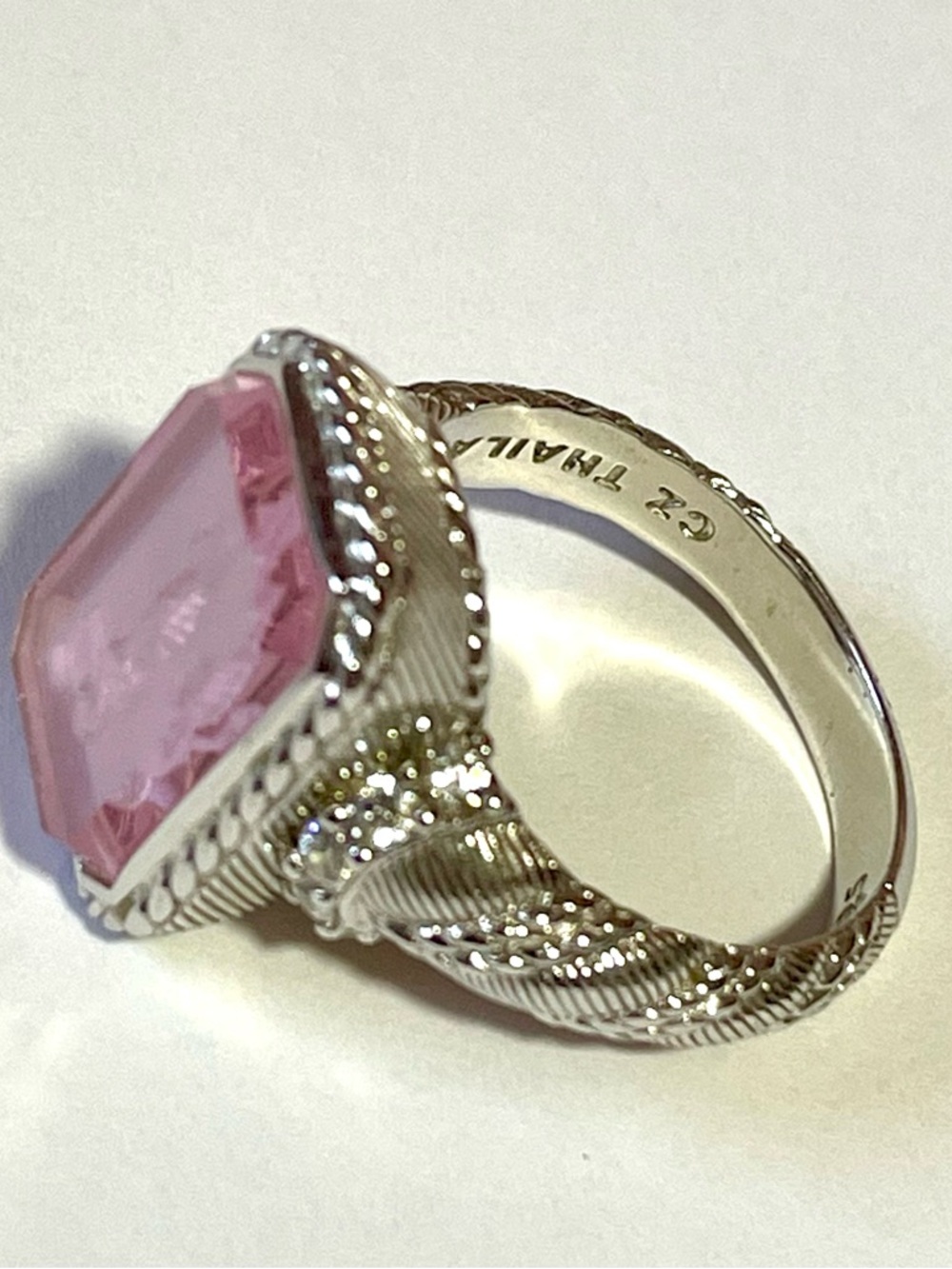 Judith Ripka Pink Crystal Cameo Ring in Silver Tone - Picture 6 of 16